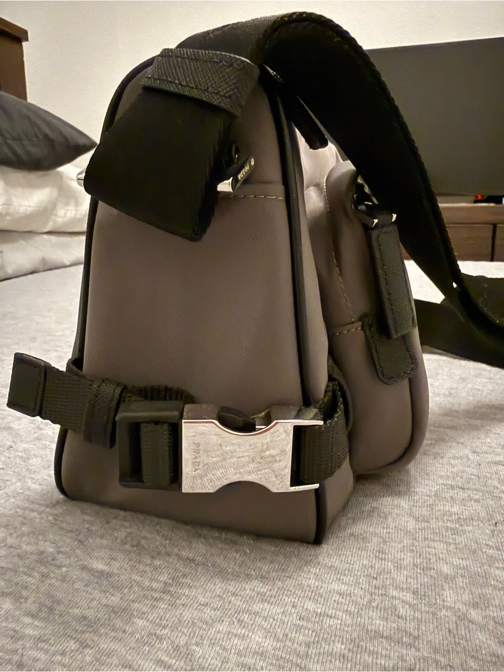 Prada Men’s Brown Nylon Belt Bag with Black Strap - Picture 3 of 4